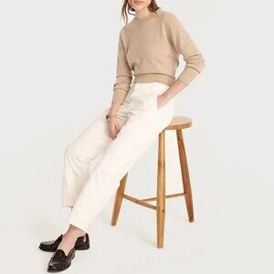 J. Crew Women's Slouchy Boyfriend Chino Pant Ivory White 100% Cotton Size 33